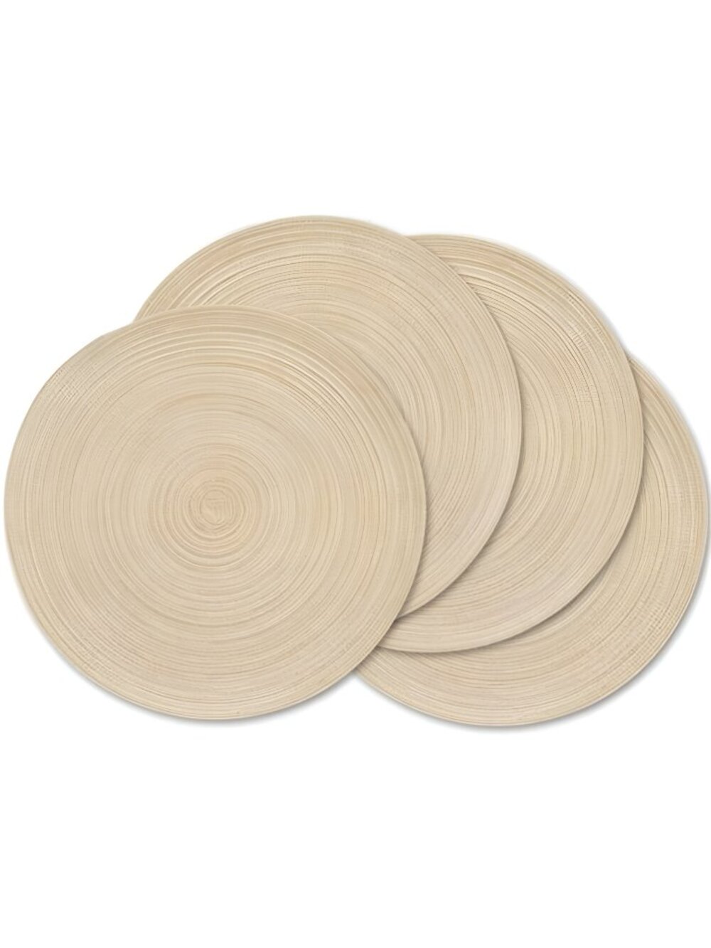 Round Placemat, Set of 4 Braided Washable Table Mats 15 Inches-Beige